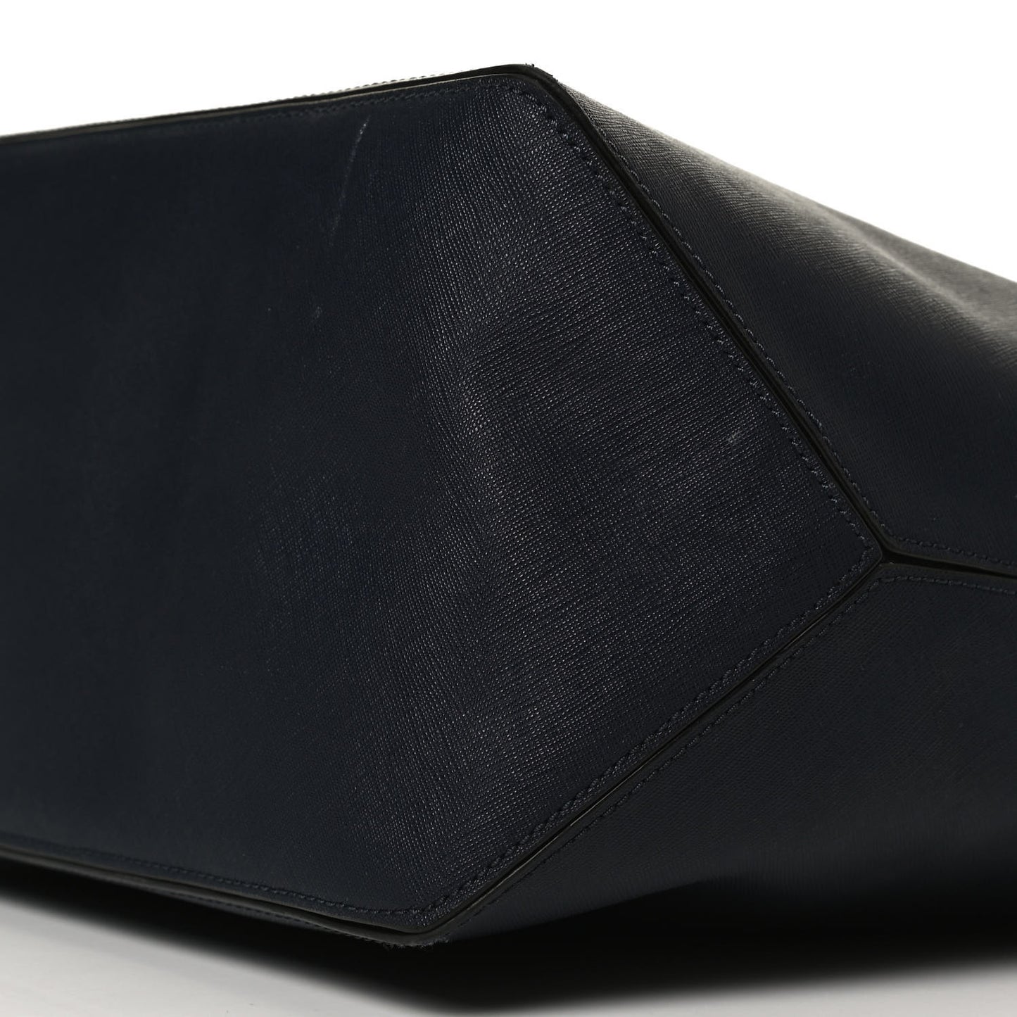 Calfskin Embossed Logo East West Shopper Tote Navy