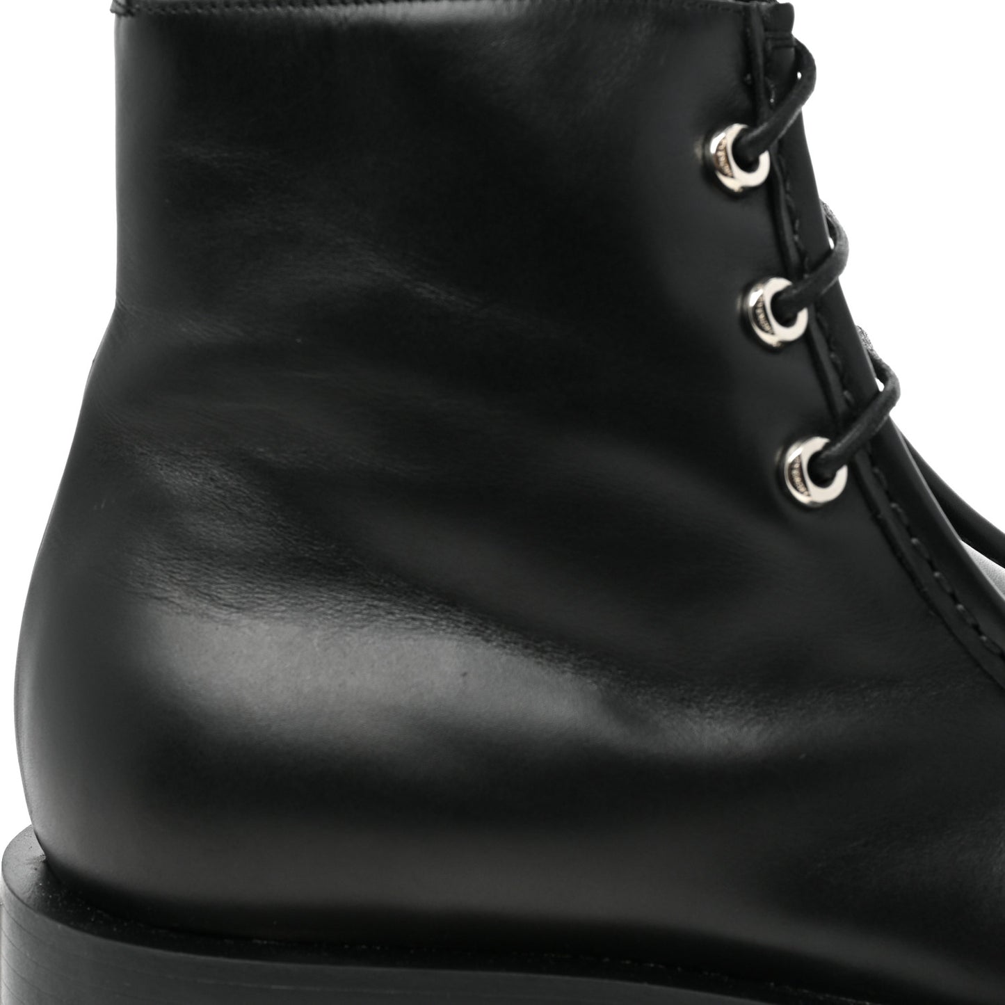 Box Calfskin Squared Laced Up Ankle Boots 40 Black