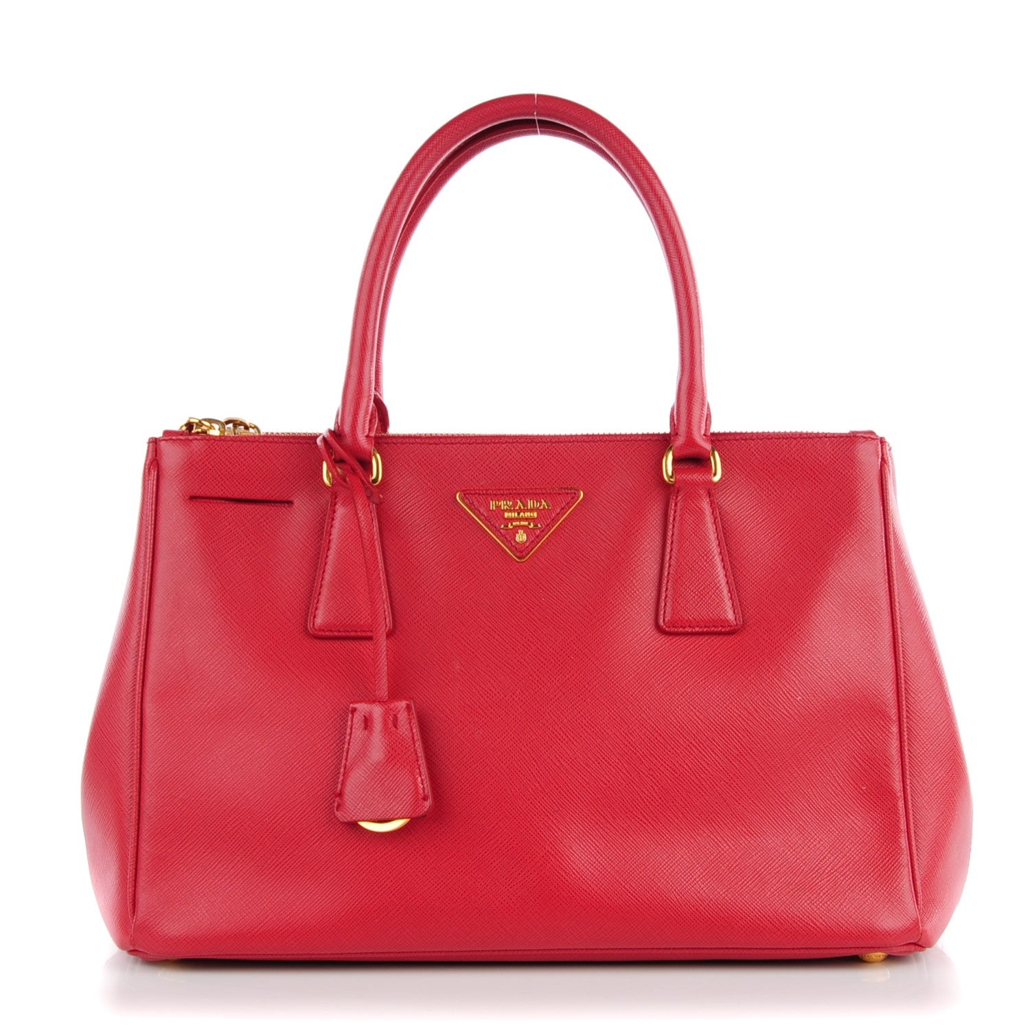 Prada Saffiano Small Galleria Double Zip Tote Fuoco 1 of 10