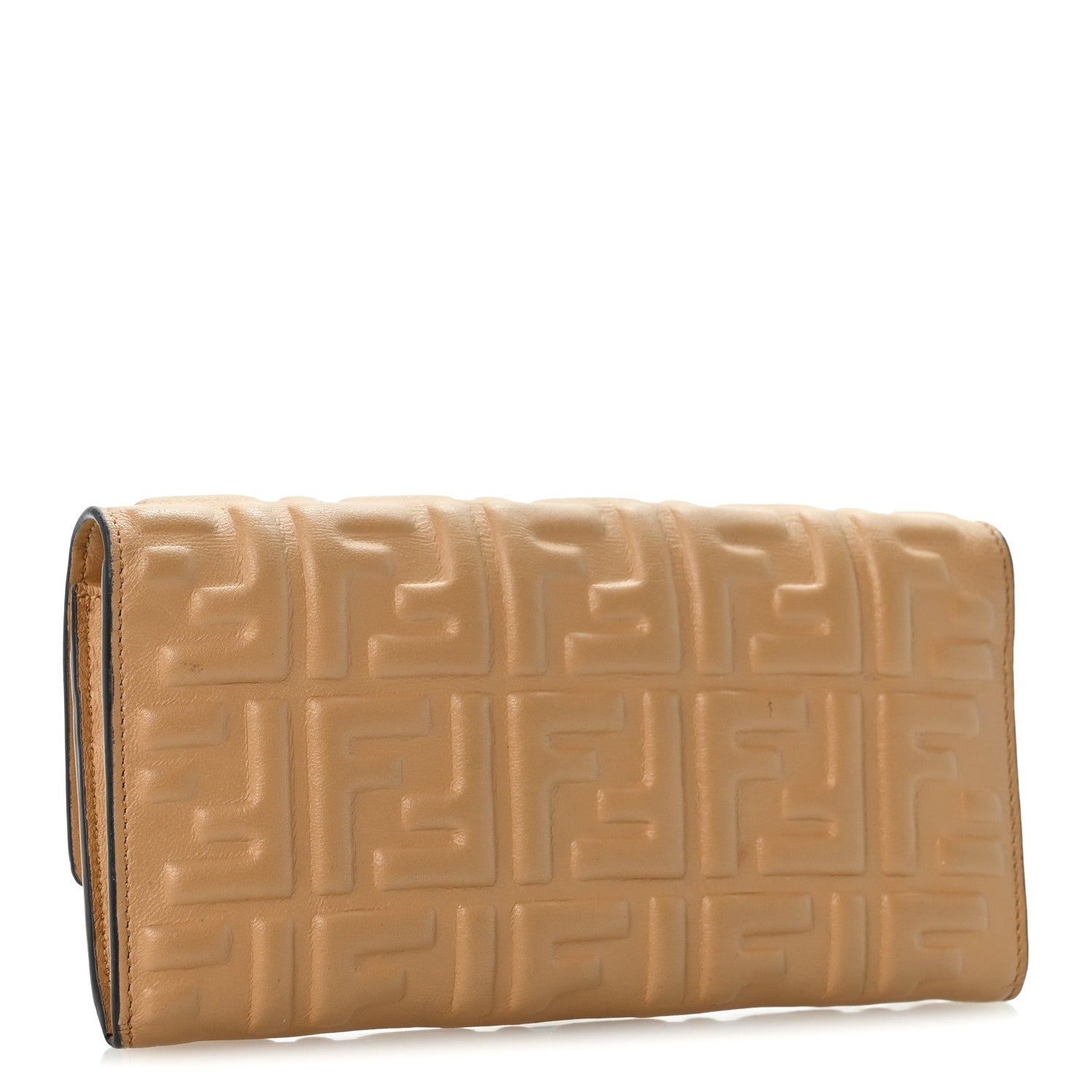 Fendi Nappa Matisse FF Embossed Continental Wallet Miele Scuro 3 of 10
