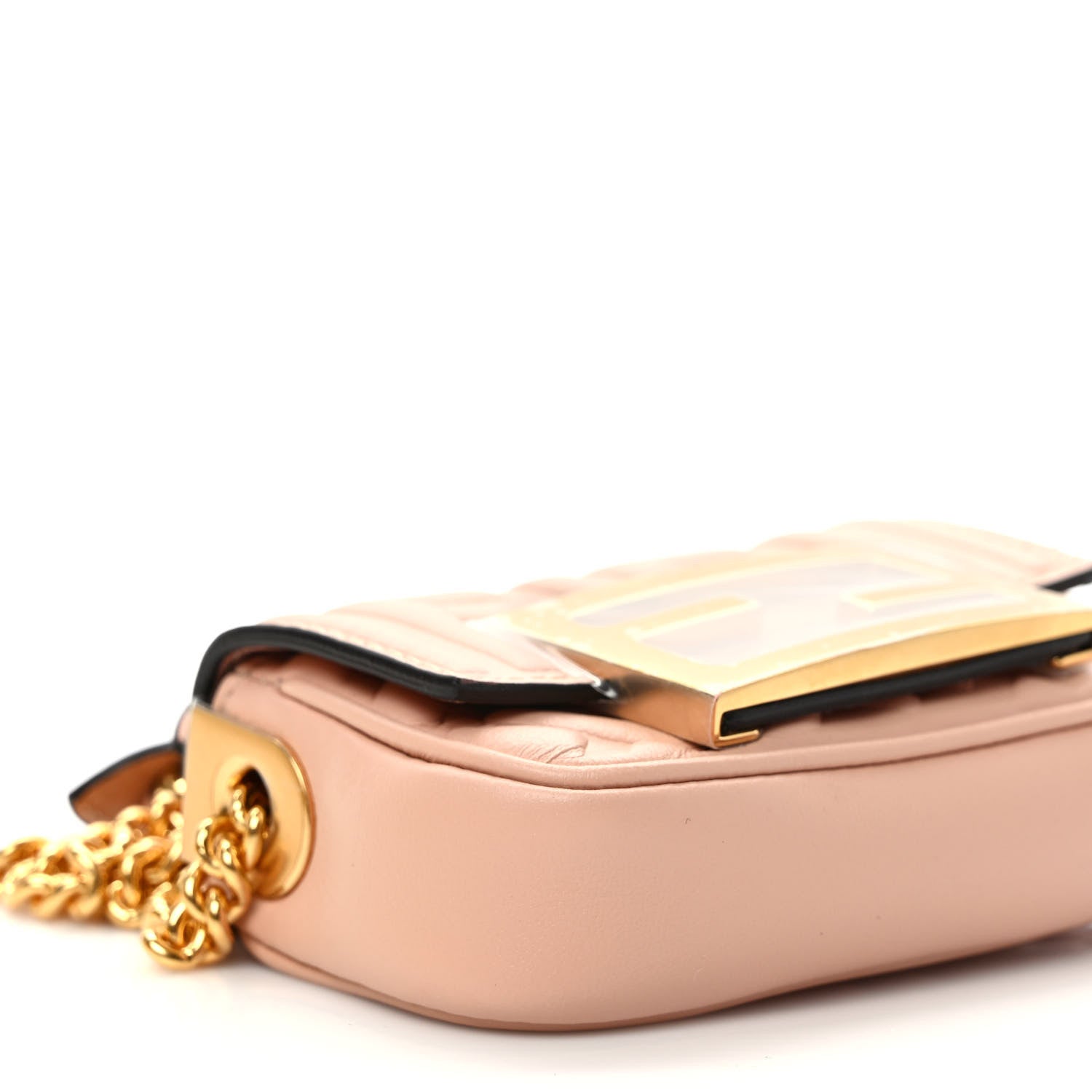 Fendi Nappa Matisse FF Embossed Nano Chain Baguette Rosa Bourbon 7 of 9