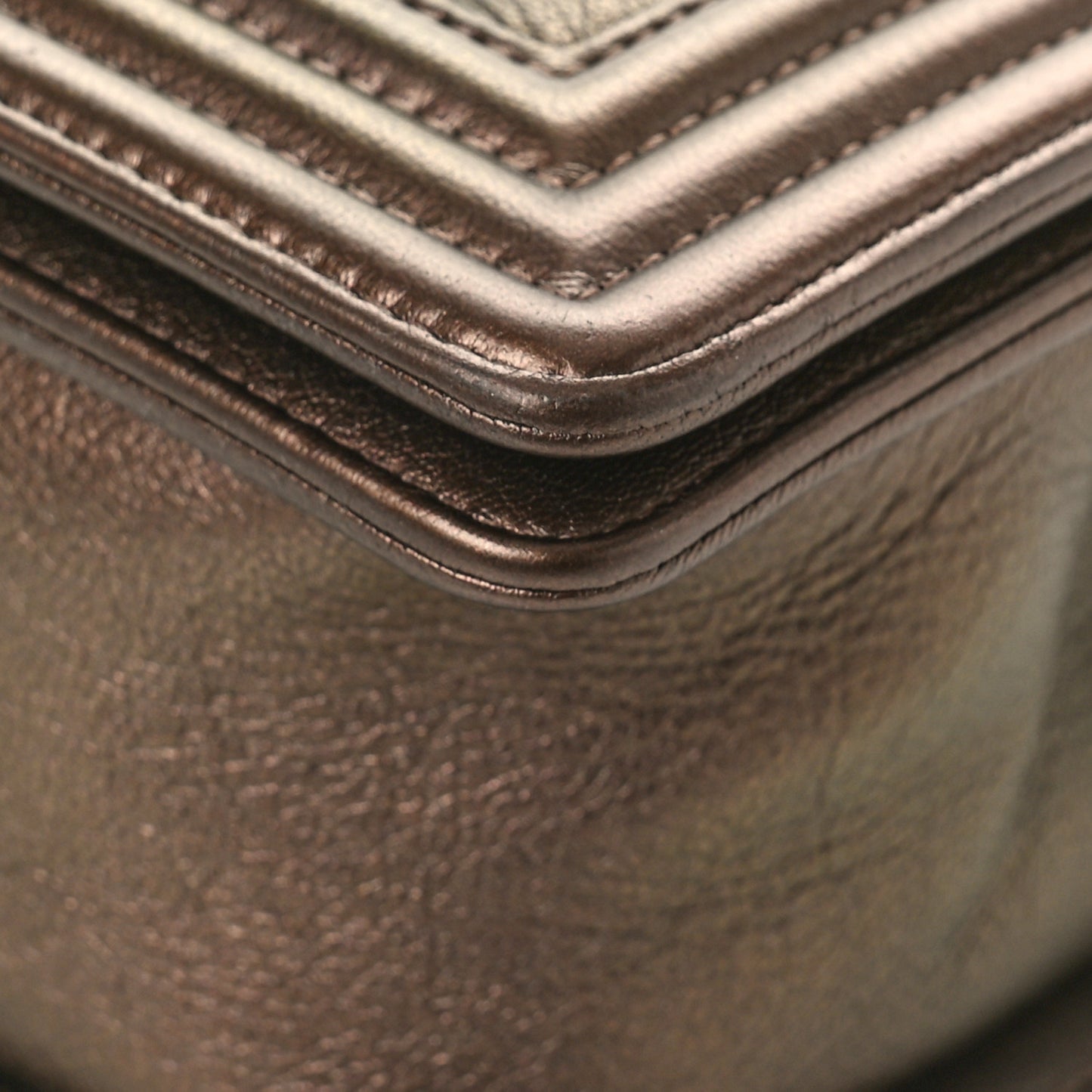 Iridescent Goatskin Quilted Medium Boy Flap Dark Gold