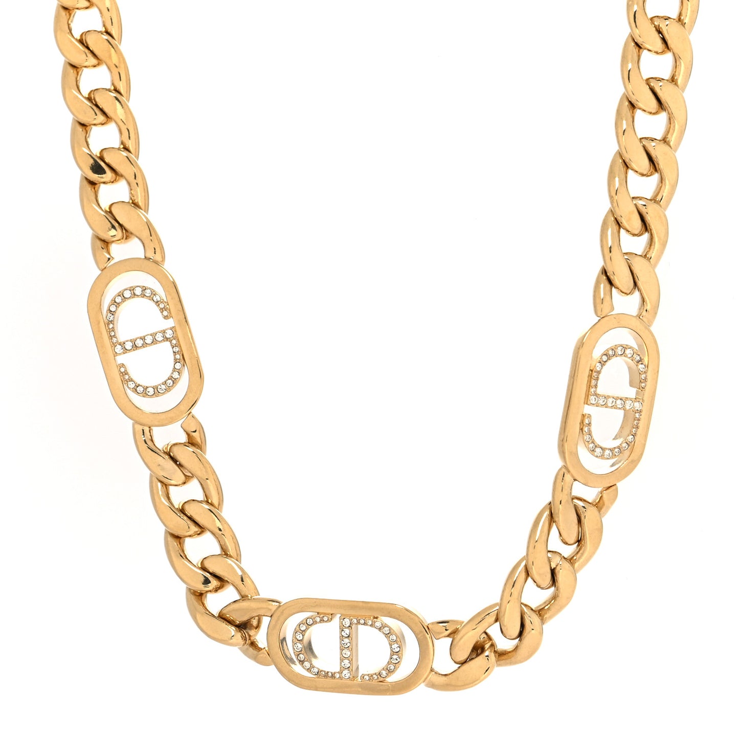 Metal Crystal 30 Montaigne Necklace Gold