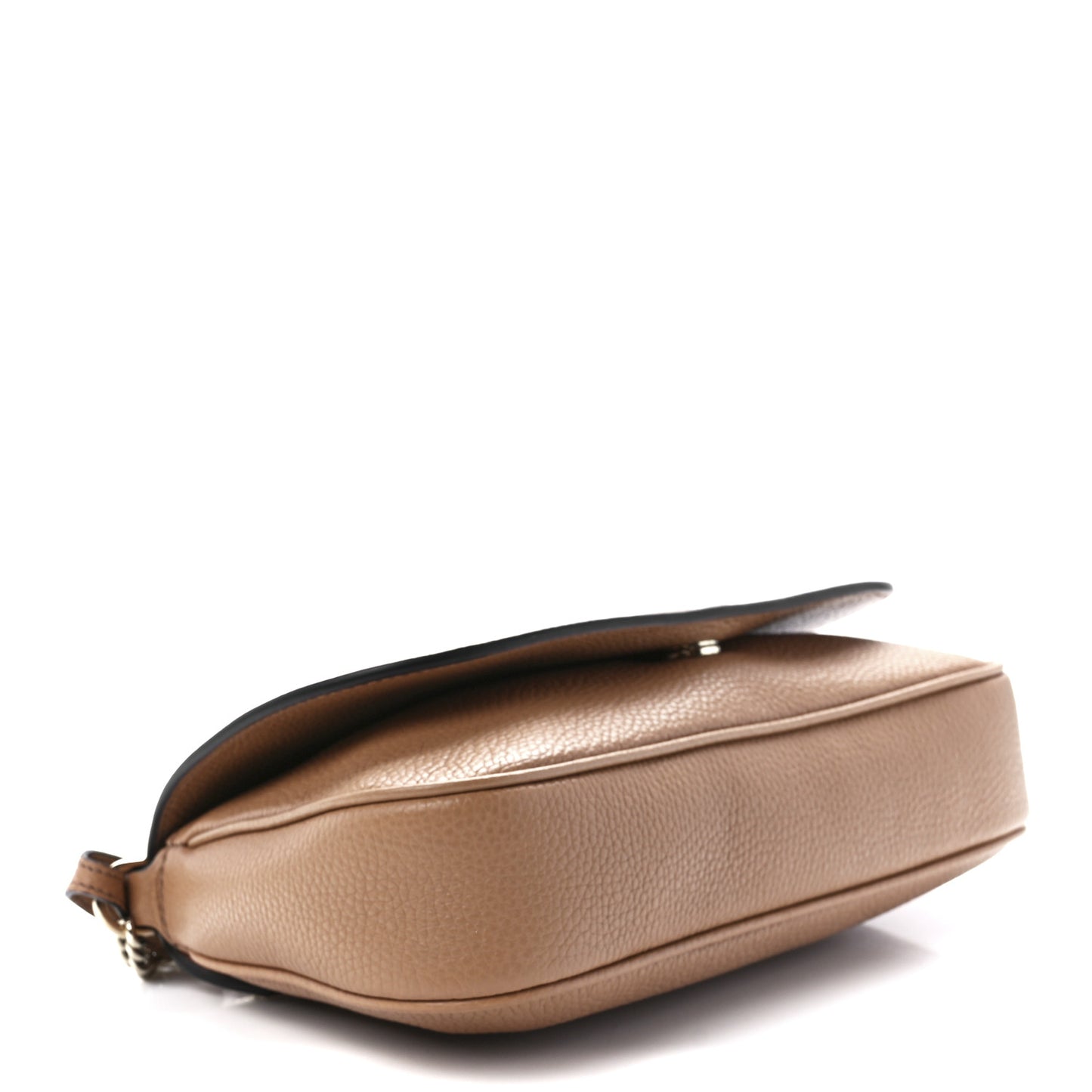 Pebbled Calfskin Medium Soho Flap Crossbody Camelia