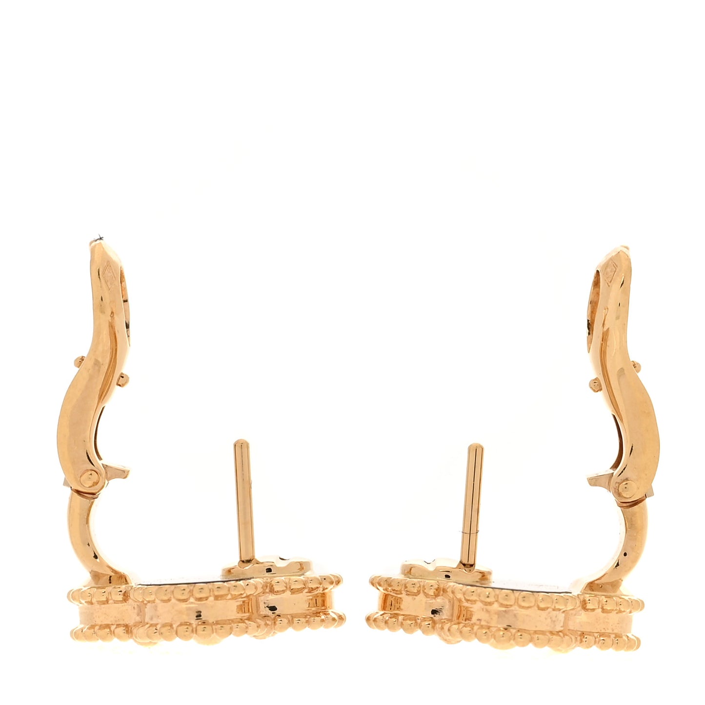 18K Yellow Gold Guilloche Vintage Alhambra Earrings