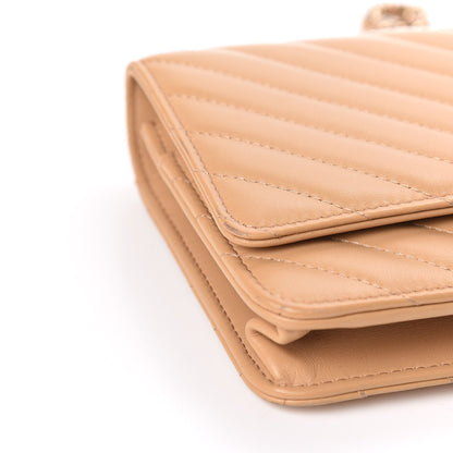 Chanel Lambskin Chevron Quilted Trendy CC Wallet On Chain WOC Beige 11 of 14