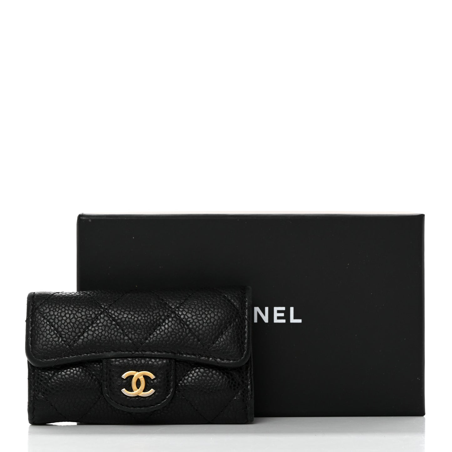 Caviar Quilted 6 Key Holder Black