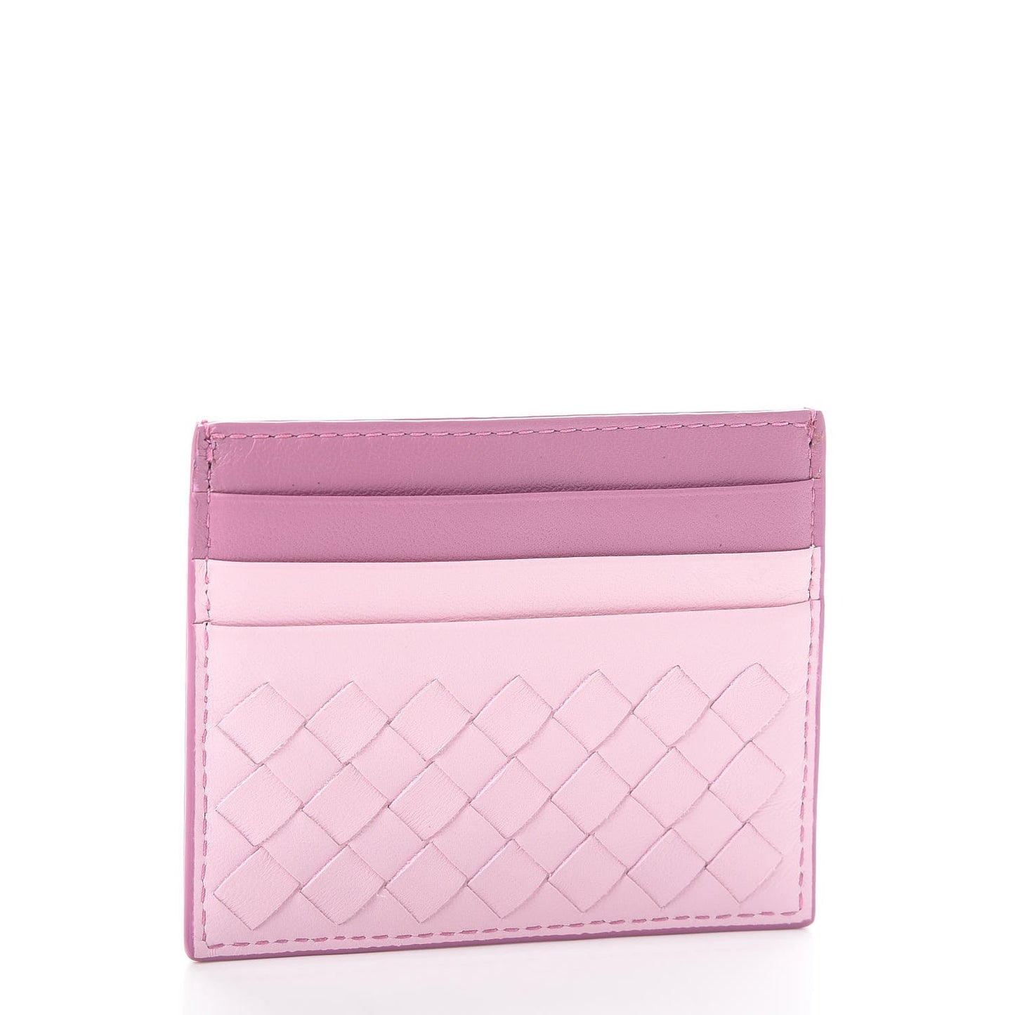 Nappa Intrecciato Woven Card Holder Pink Purple
