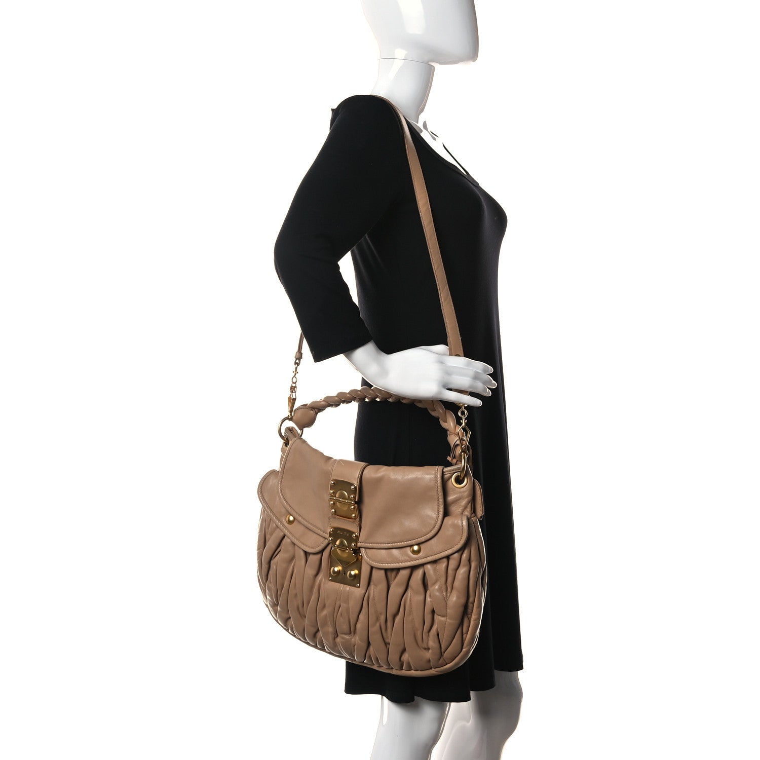 Miu Miu Nappa Matelasse Coffer Hobo Cammeo 2 of 15