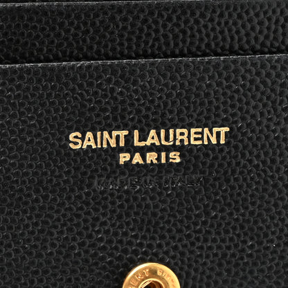 Saint Laurent Grain De Poudre Matelasse Chevron Monogram Flap Card Case Black 7 of 8