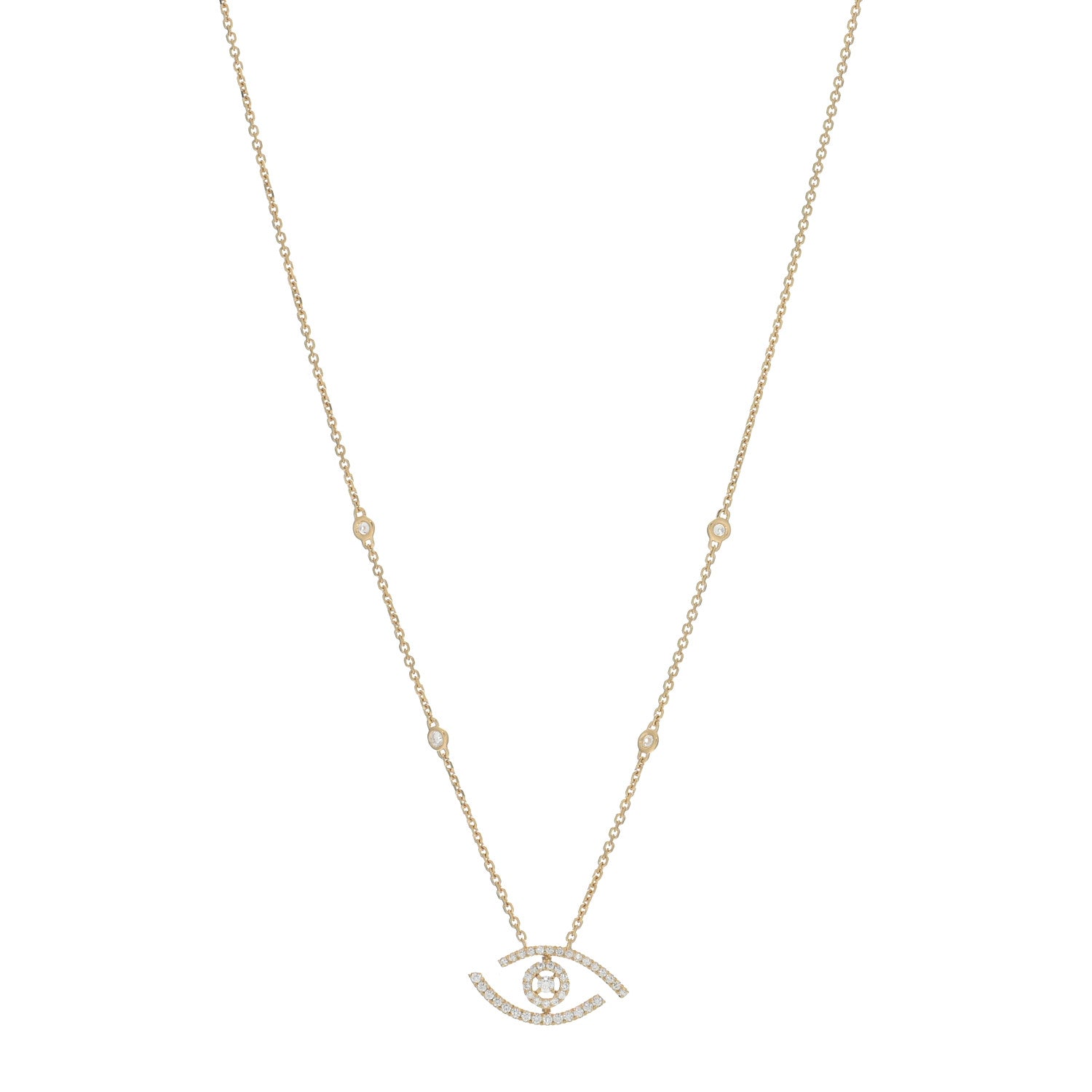 Messika 18K Yellow Gold Diamond Lucky Eye Pendant Necklace 1 of 4
