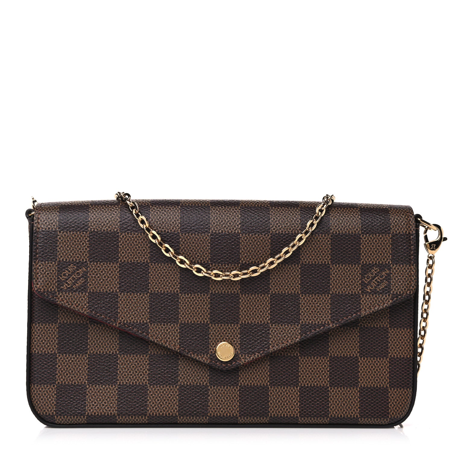 Louis Vuitton Damier Ebene Pochette Felicie Chain Wallet 1 of 10