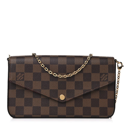 Louis Vuitton Damier Ebene Pochette Felicie Chain Wallet 1 of 10