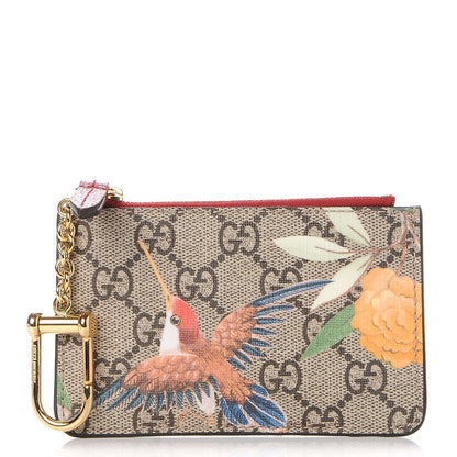 Gucci GG Supreme Monogram Tian Key Case Beige Multicolor Red 1 of 8