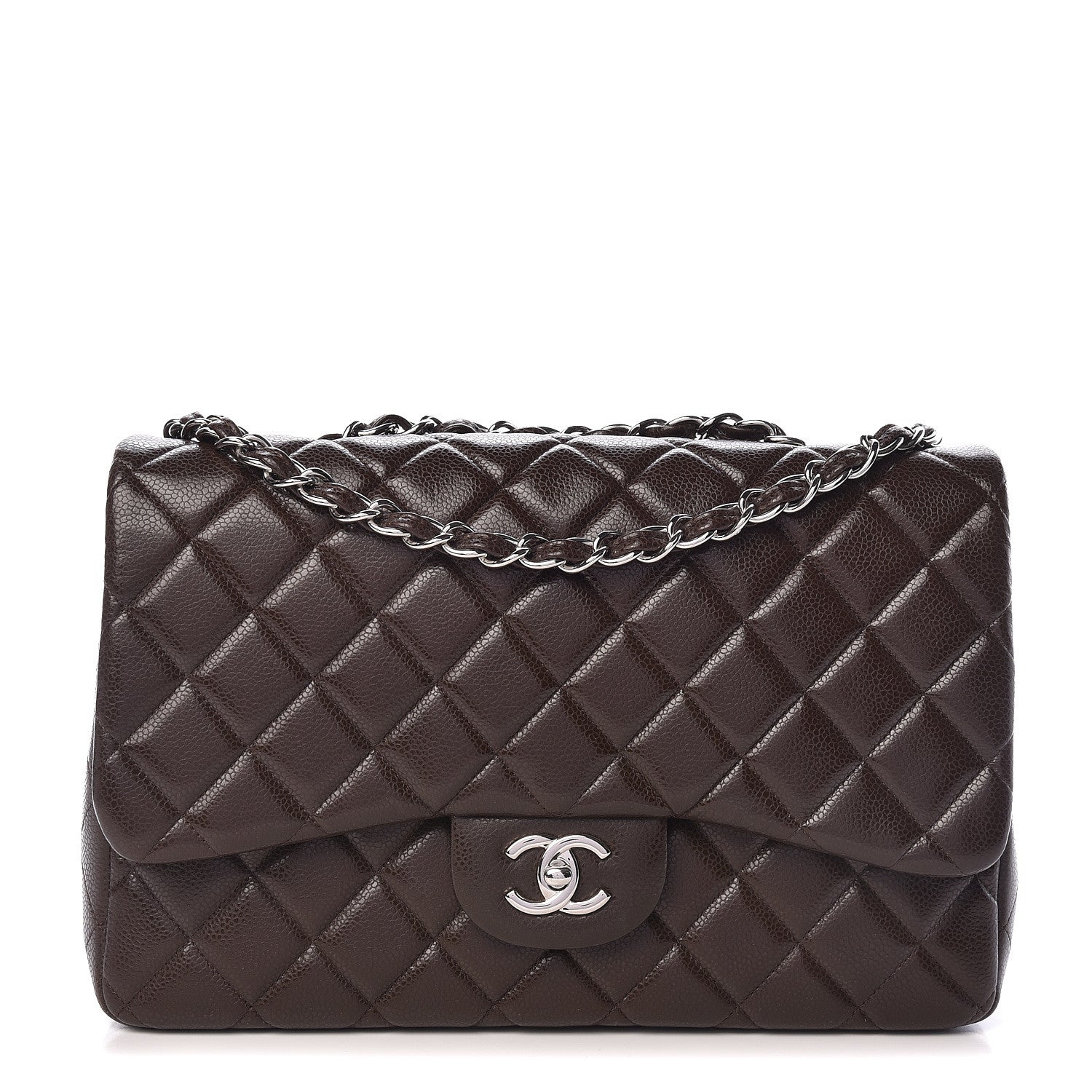 Chanel Caviar Quilted Jumbo Single Flap Dark Brown 1 of 16