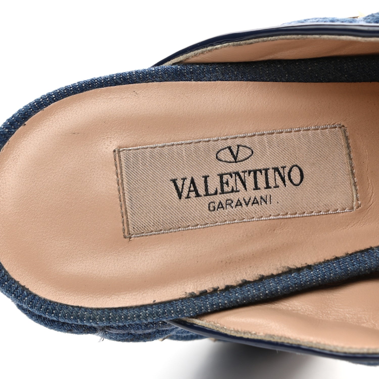 Valentino Garavani Denim Rockstud Spike Crisscross 90mm Slide Sandals 41 Light Denim 7 of 8