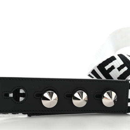 Fendi Canvas Calfskin FF 1974 Studded Strap You Black White 7 of 8