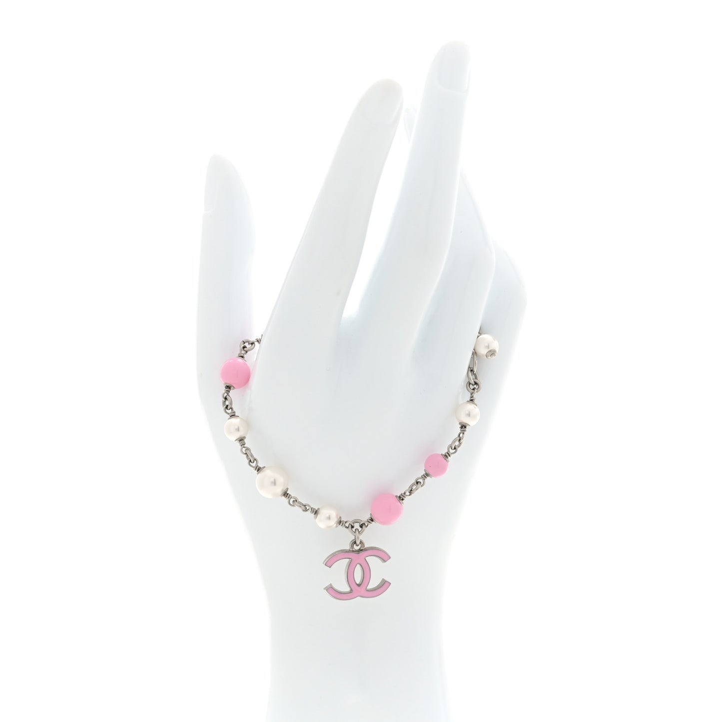 Pearl Enamel CC Bracelet Pink