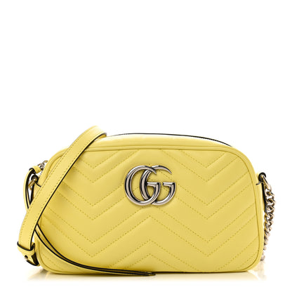 Gucci Calfskin Matelasse Small GG Marmont Chain Shoulder Bag Banana 1 of 11