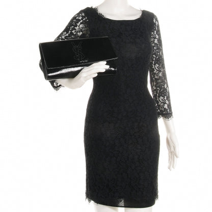 Saint Laurent Textured Patent Monogram Large Belle De Jour Clutch Black 2 of 7