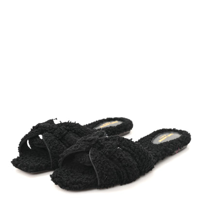 Saint Laurent Shearling Tribute Flat Mules 38 Black 4 of 10