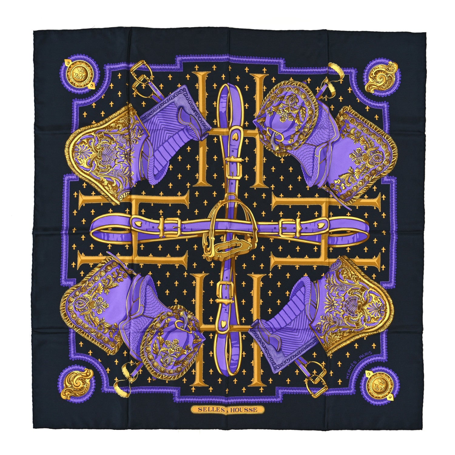 Hermes Silk Selles a Housse Scarf 90 1 of 4