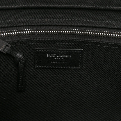 Saint Laurent Linen Calfskin Rive Gauche Tote Black 6 of 9
