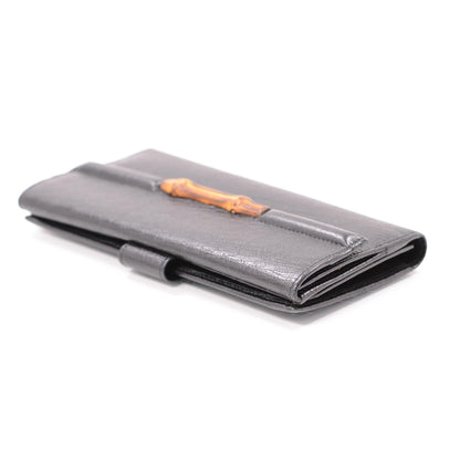 Gucci Leather Bamboo Continental Wallet Black 3 of 8