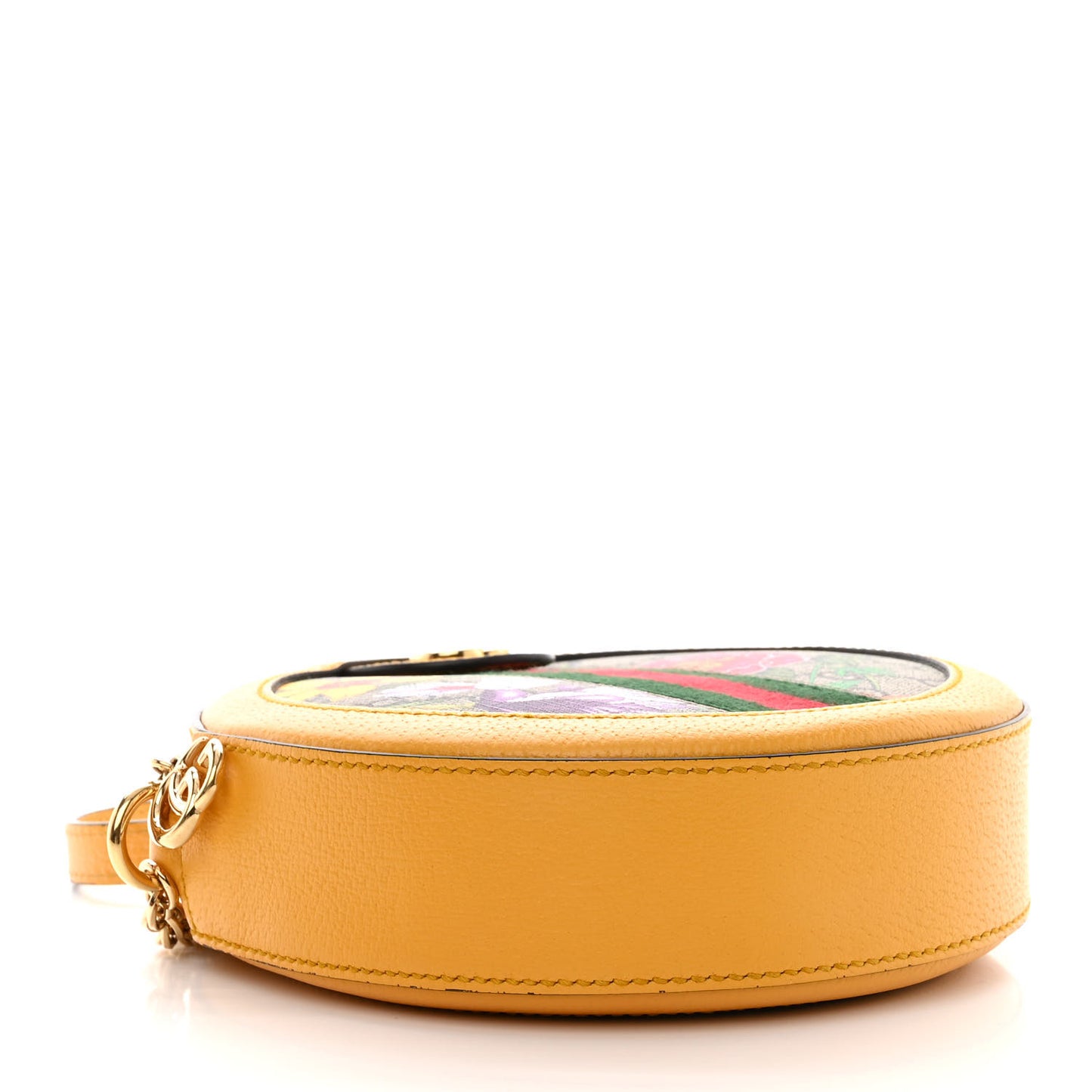 GG Supreme Monogram Flora Web Mini Ophidia Round Shoulder Bag Beige Multicolor Crop