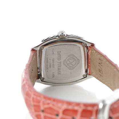 David Yurman Stainless Steel Alligator Diamond Black Mother of Pearl 25mm Thoroughbred Quartz Watch 5 of 9