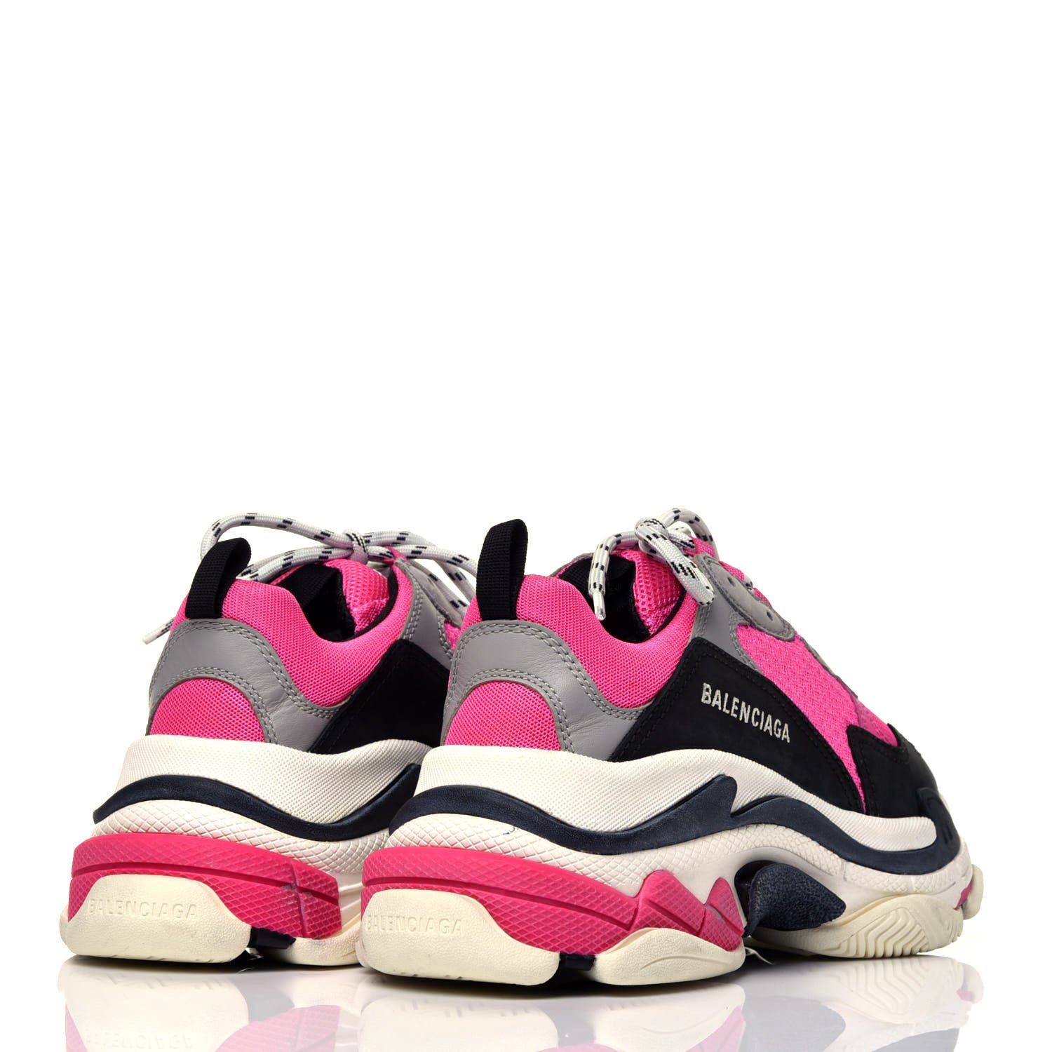 Balenciaga Fabric Mesh Womens Triple S Sneakers 40 Fluo Pink Grey White 4 of 8
