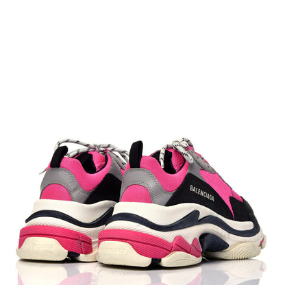 Balenciaga Fabric Mesh Womens Triple S Sneakers 40 Fluo Pink Grey White 4 of 8
