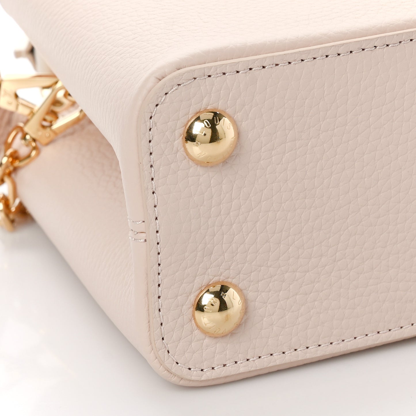 Taurillon Enamel Flower Chain Capucines BB Beige Yellow Creme