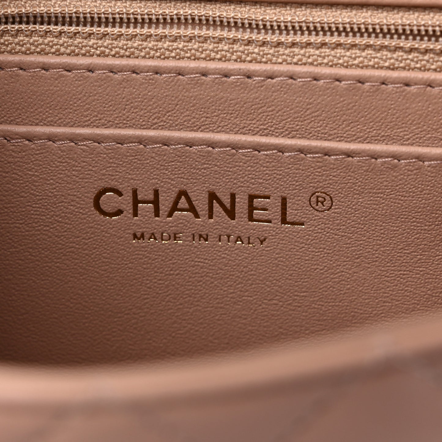 Lambskin Quilted Mini Rectangular Flap Beige