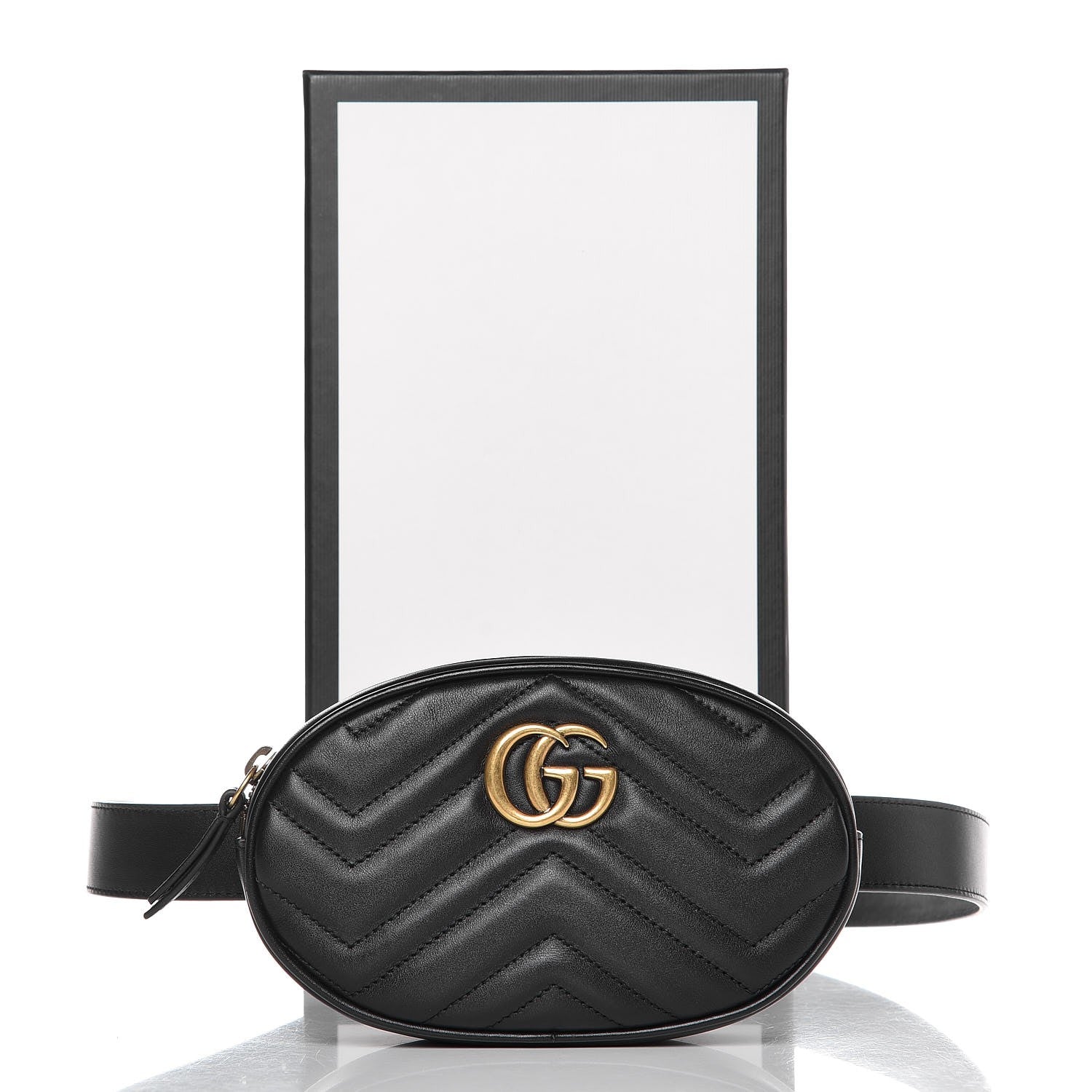 Gucci Calfskin Matelasse GG Marmont Belt Bag 95 38 Black 11 of 11