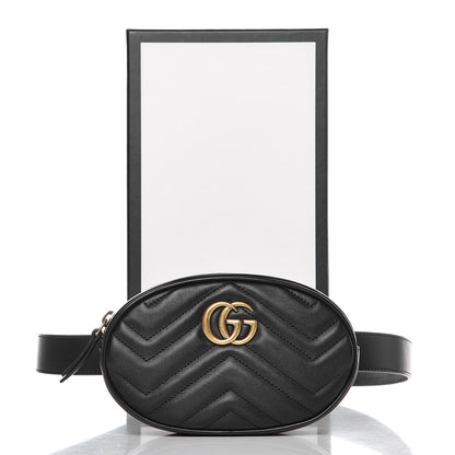 Gucci Calfskin Matelasse GG Marmont Belt Bag 95 38 Black 11 of 11
