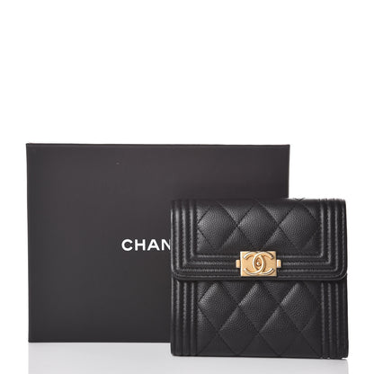 Chanel Caviar Quilted Compact Boy Wallet Black 9 of 9