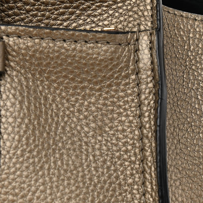 Salvatore Ferragamo Metallic Hammered Calfskin Double Handle Medium Amy Tote Graphite 13 of 15