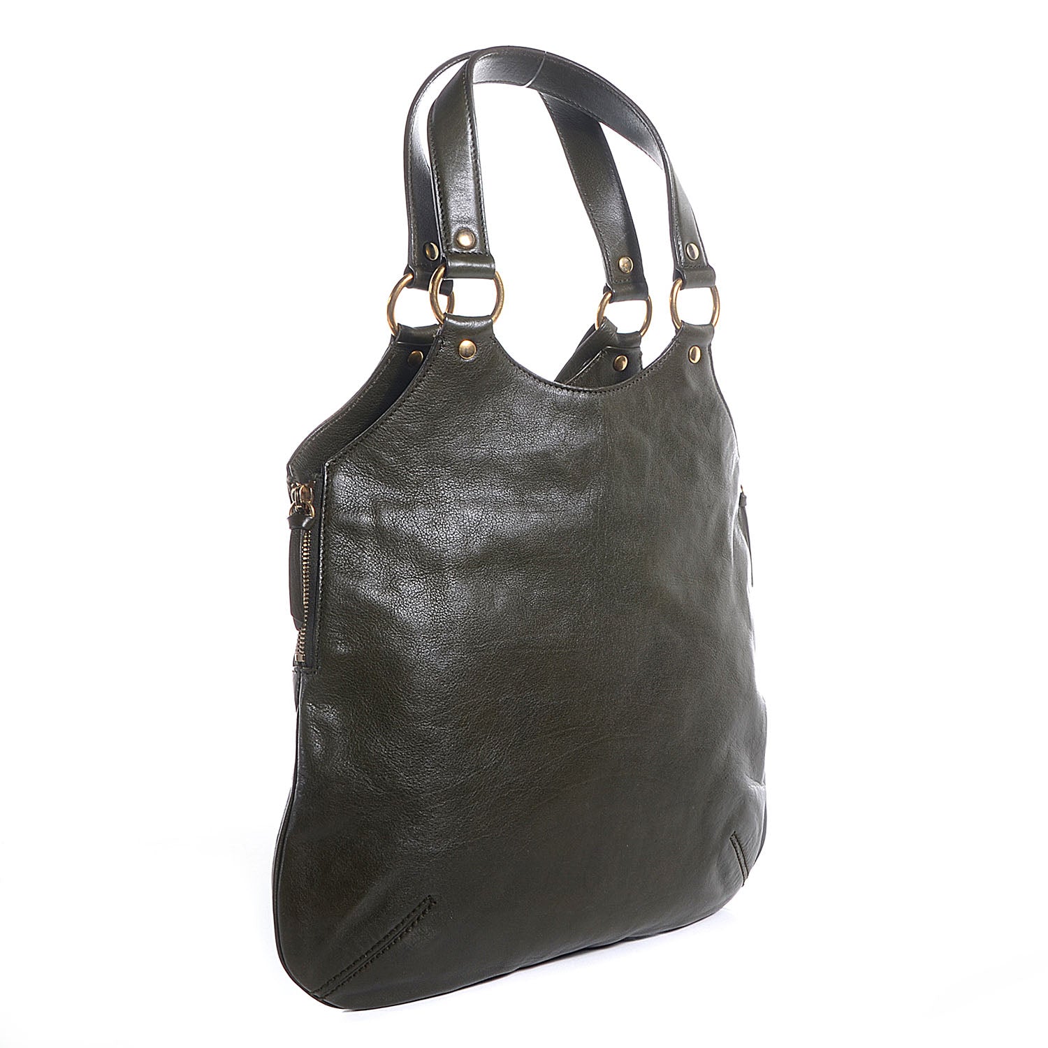 Saint Laurent Calfskin Small Tribute Tote Green 3 of 8