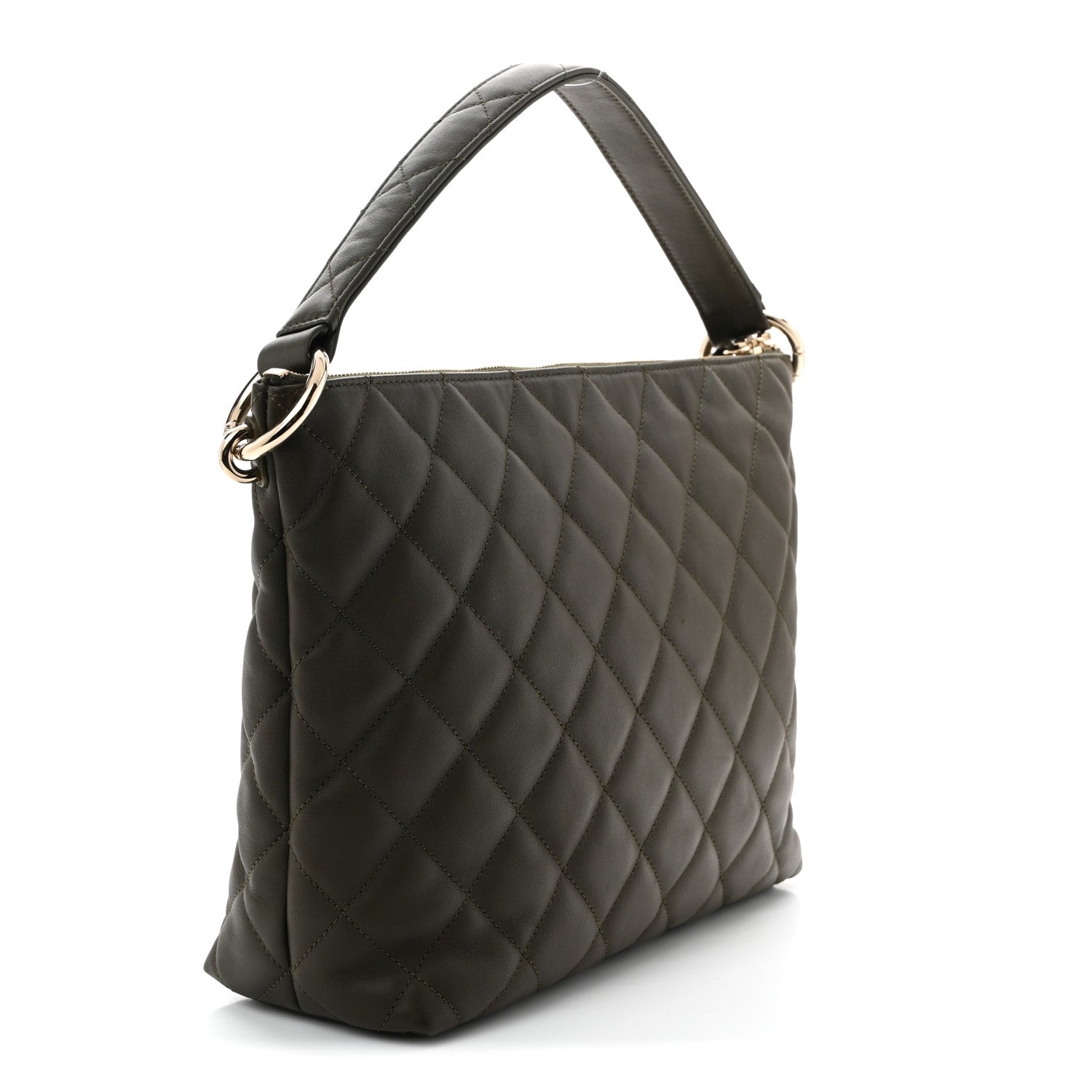 Chanel Calfskin Quilted Coco Mellow Hobo Khaki 3 of 10