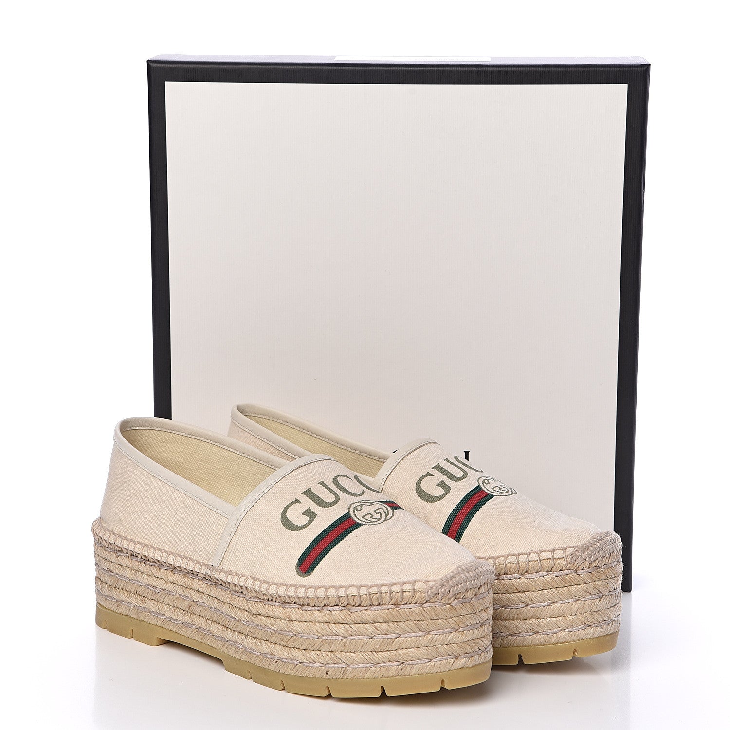 Gucci Canvas Logo Platform Espadrilles 37 Off White 8 of 8