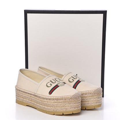 Gucci Canvas Logo Platform Espadrilles 37 Off White 8 of 8