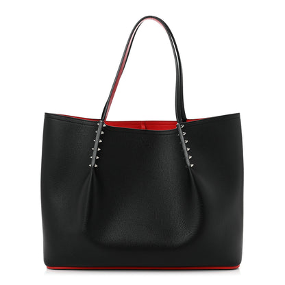 Christian Louboutin Calfskin Spiked Large Cabarock Shopper Tote Black 1 of 10