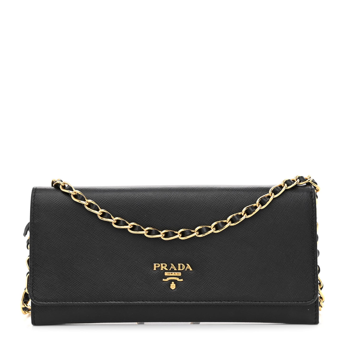 Saffiano Metal Oro Chain Wallet Black