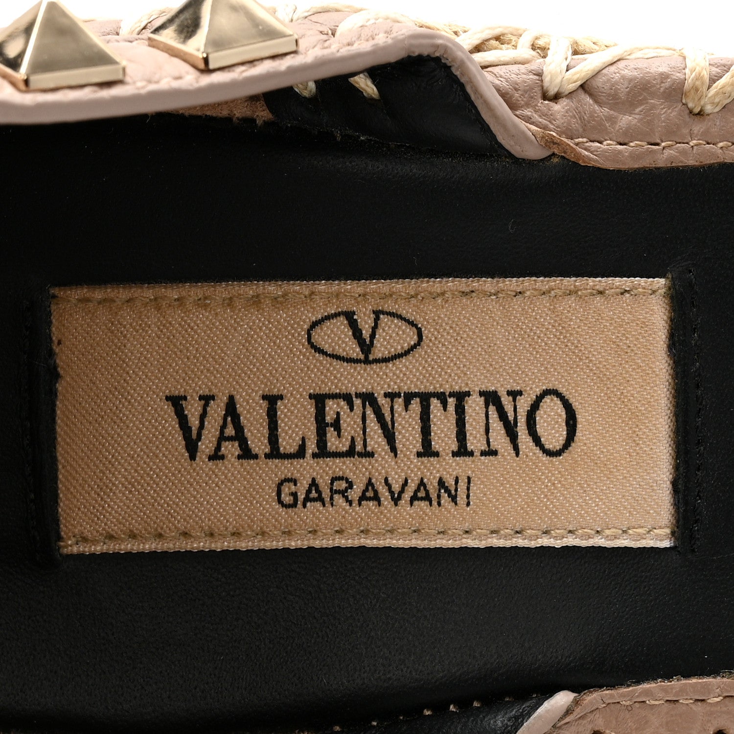 Valentino Garavani Grained Calfskin Rockstud Ankle Strap Espadrille 15/105mm Wedge Sandals 35 Rose Quartz Natural 8 of 13