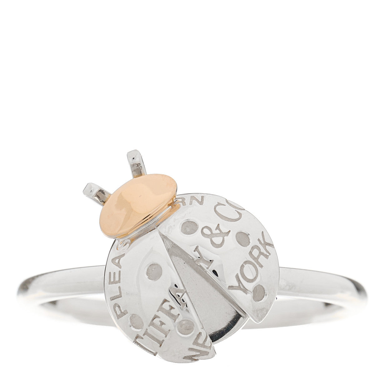 Sterling Silver 18K Rose Gold Return to Tiffany Love Bugs Ladybug Ring 54 7