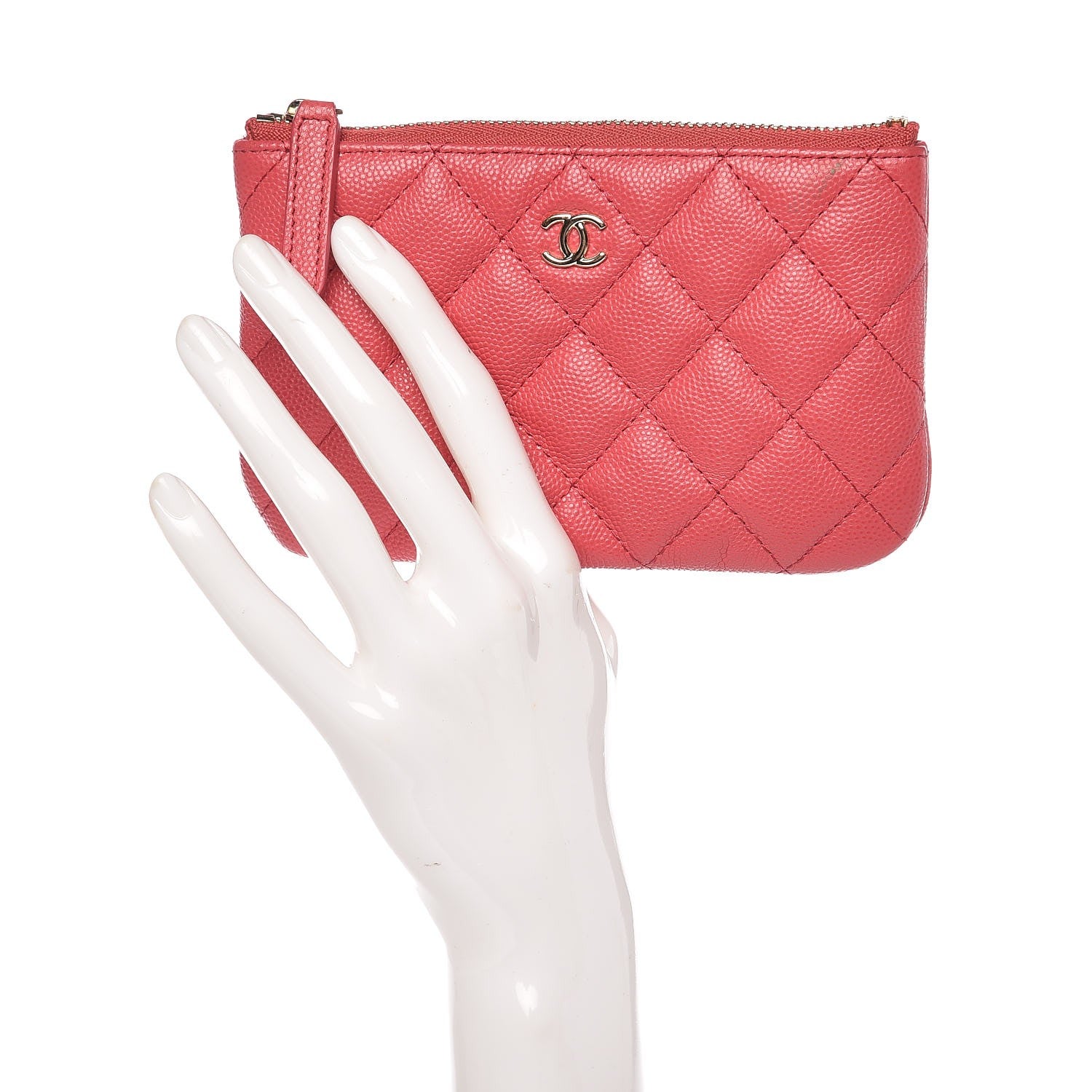 Chanel Caviar Quilted Small Cosmetic Case Dark Pink 2 of 8