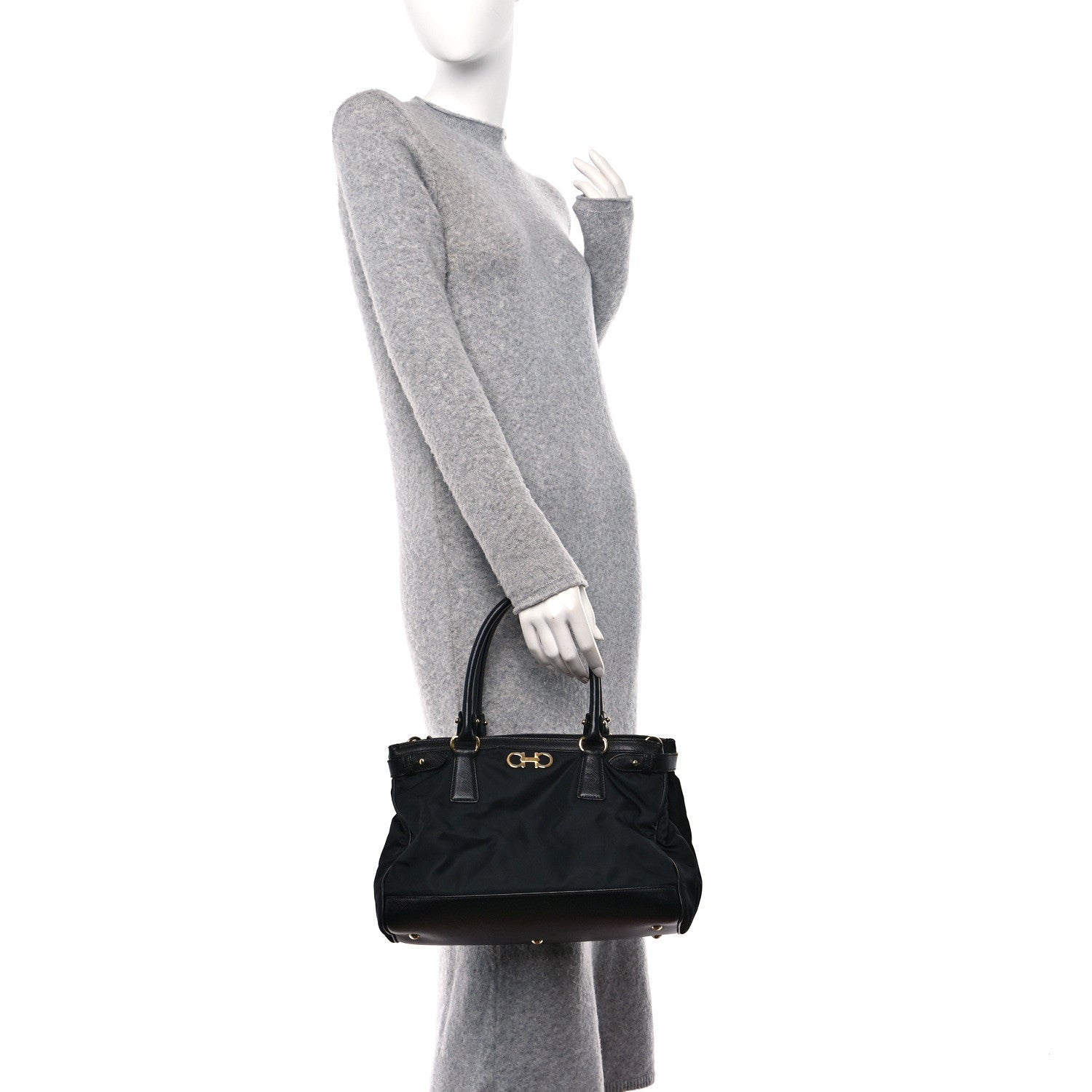 Salvatore Ferragamo Nylon Batik Small Tote Black 2 of 13