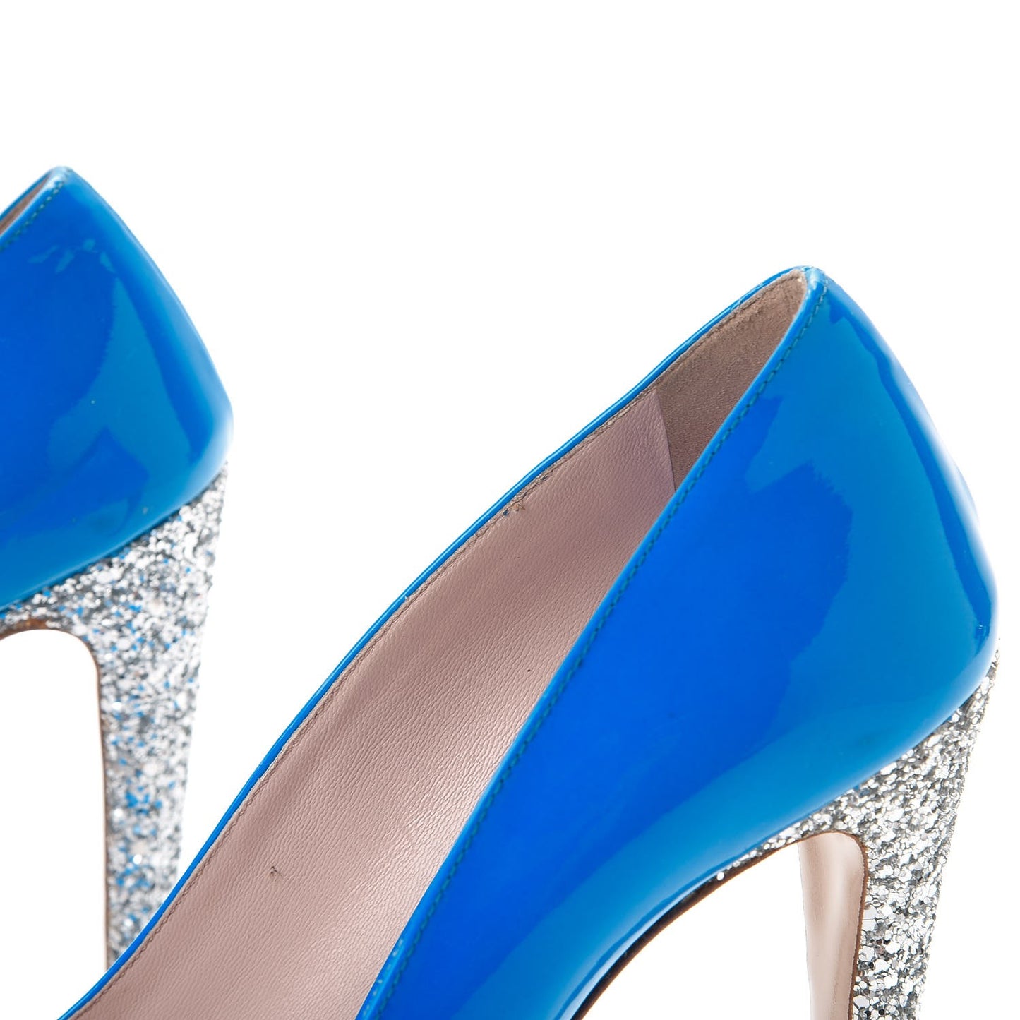 Patent Glitter Peep Toe Pumps 38 Blue