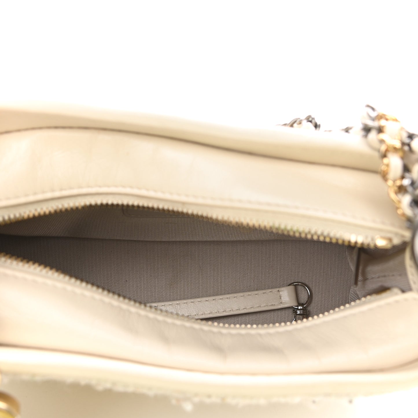 Tweed Calfskin Quilted Small Gabrielle Hobo Beige Ivory